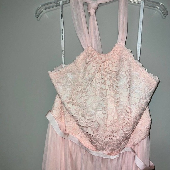 DAVID'S bridal petal pink bridesmaid dress Lace floral - Size 14 NWT - Picture 3 of 5